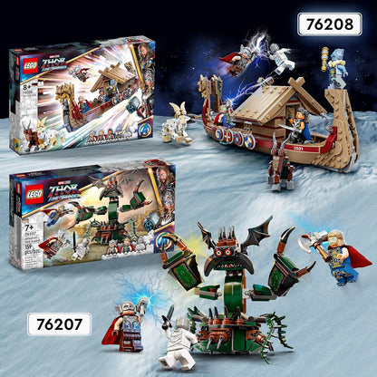 LEGO 76207 Marvel Attack on New Asgard, Thor Buildable Toy with Hammer, Stormbreaker and Monster Figure, Love and Thunder Movie Set Single