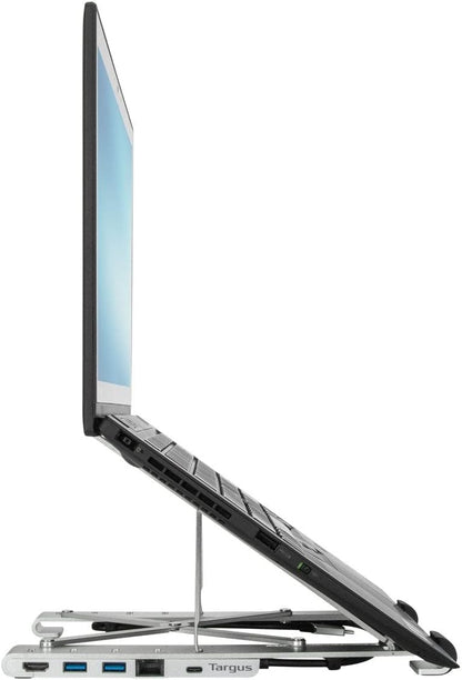 Targus USB-C Portable Stand with HDMI, Integrated 2 x Powered USB-A Ports, Ethernet - Silver (AWU100005GL