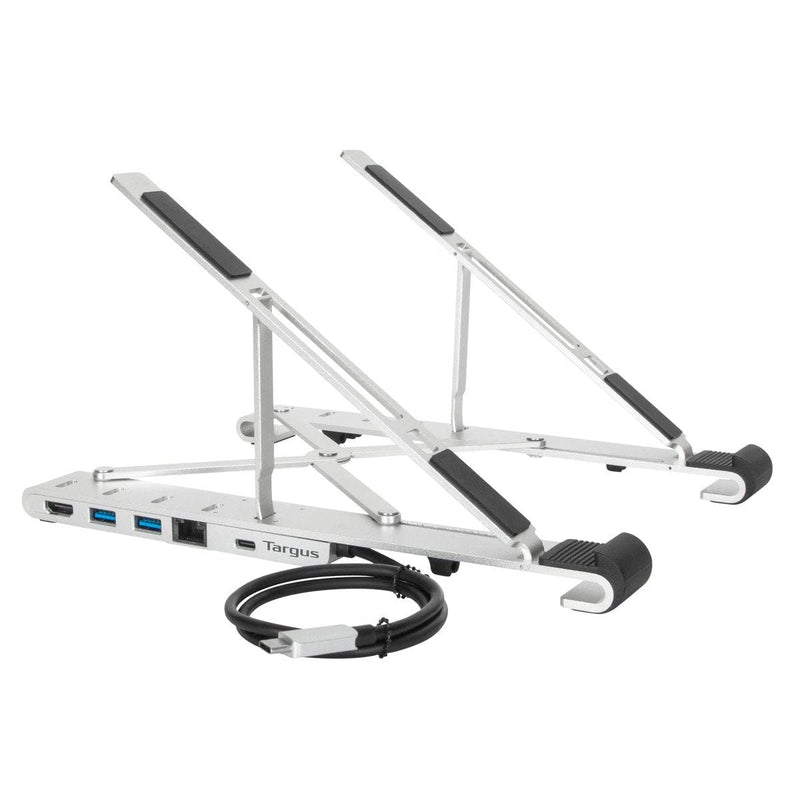 Targus USB-C Portable Stand with HDMI, Integrated 2 x Powered USB-A Ports, Ethernet - Silver (AWU100005GL