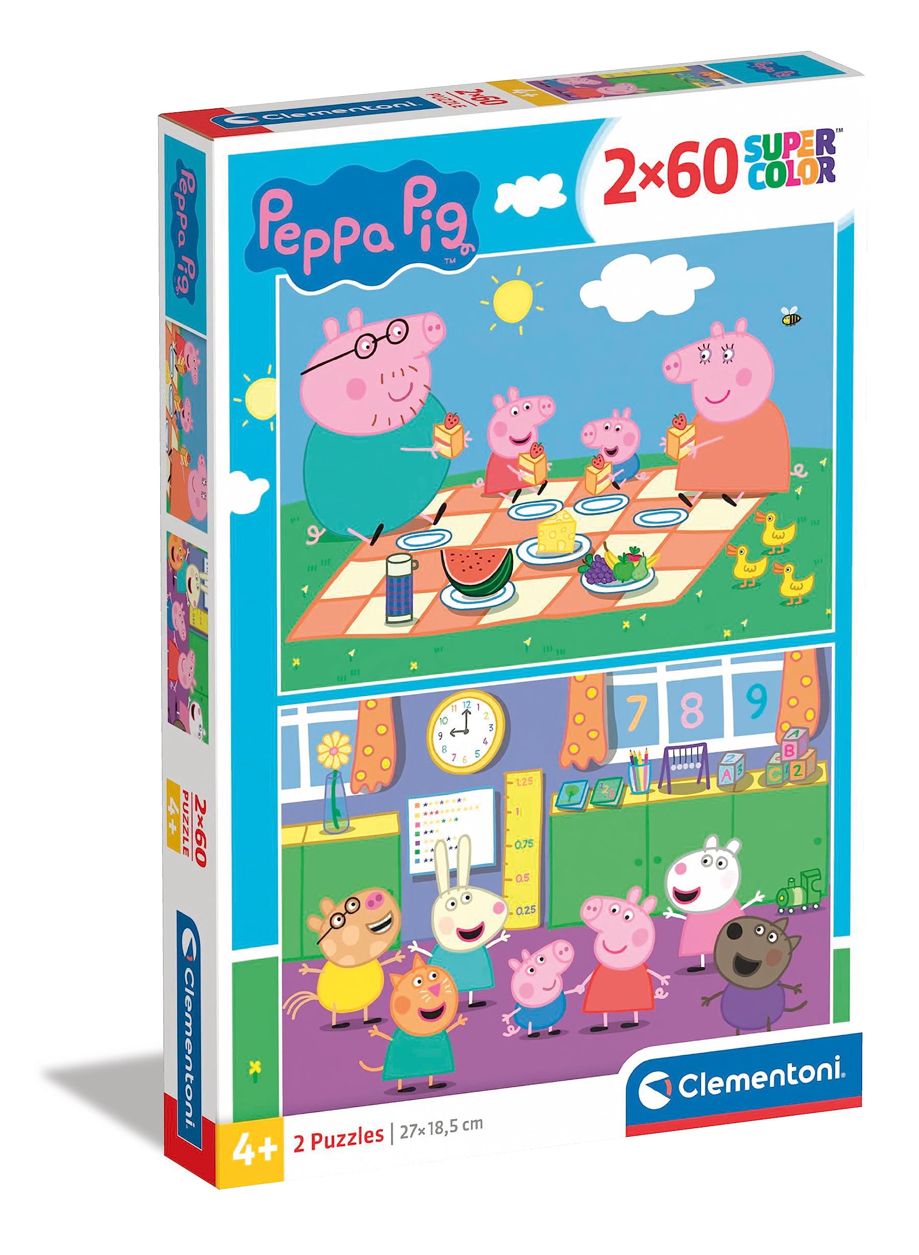 Clementoni 24793 Supercolor Peppa Pig-2 X 60-Piece Jigsaw Puzzle for Kids Age 5, Multicolored