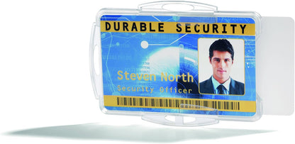 Durable Security Pass Holder Duo 54 x 85 mm Transparent | Pack of 10 Badges | Glass Clear | Ideal for Security and Visitor Management