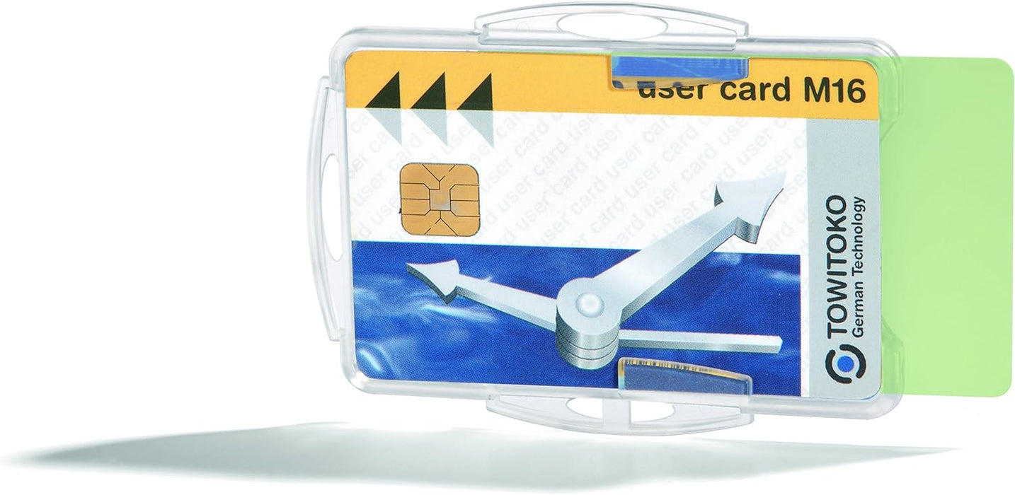 Durable Security Pass Holder Duo 54 x 85 mm Transparent | Pack of 10 Badges | Glass Clear | Ideal for Security and Visitor Management