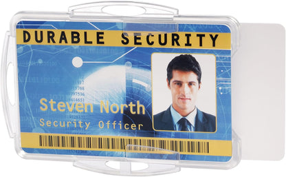 Durable Security Pass Holder Duo 54 x 85 mm Transparent | Pack of 10 Badges | Glass Clear | Ideal for Security and Visitor Management