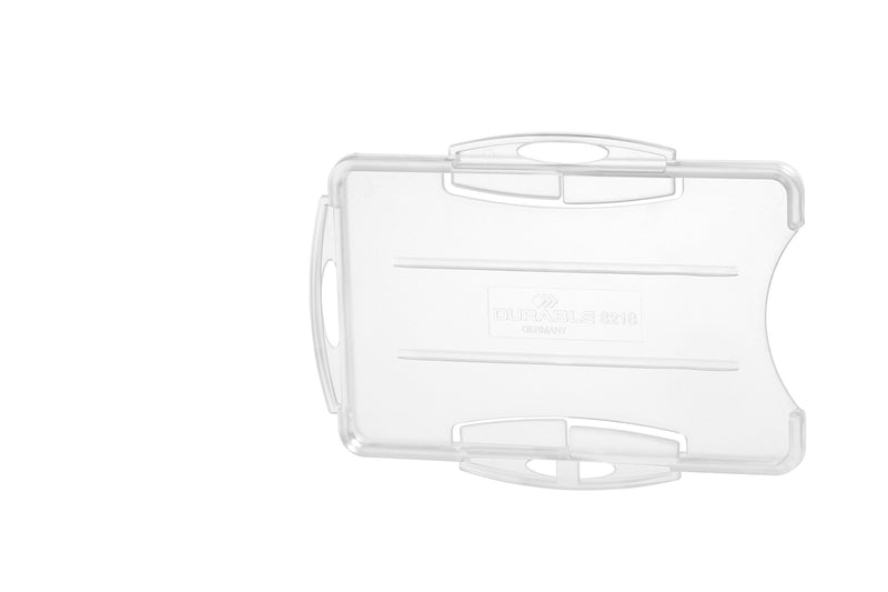 Durable Security Pass Holder Duo 54 x 85 mm Transparent | Pack of 10 Badges | Glass Clear | Ideal for Security and Visitor Management