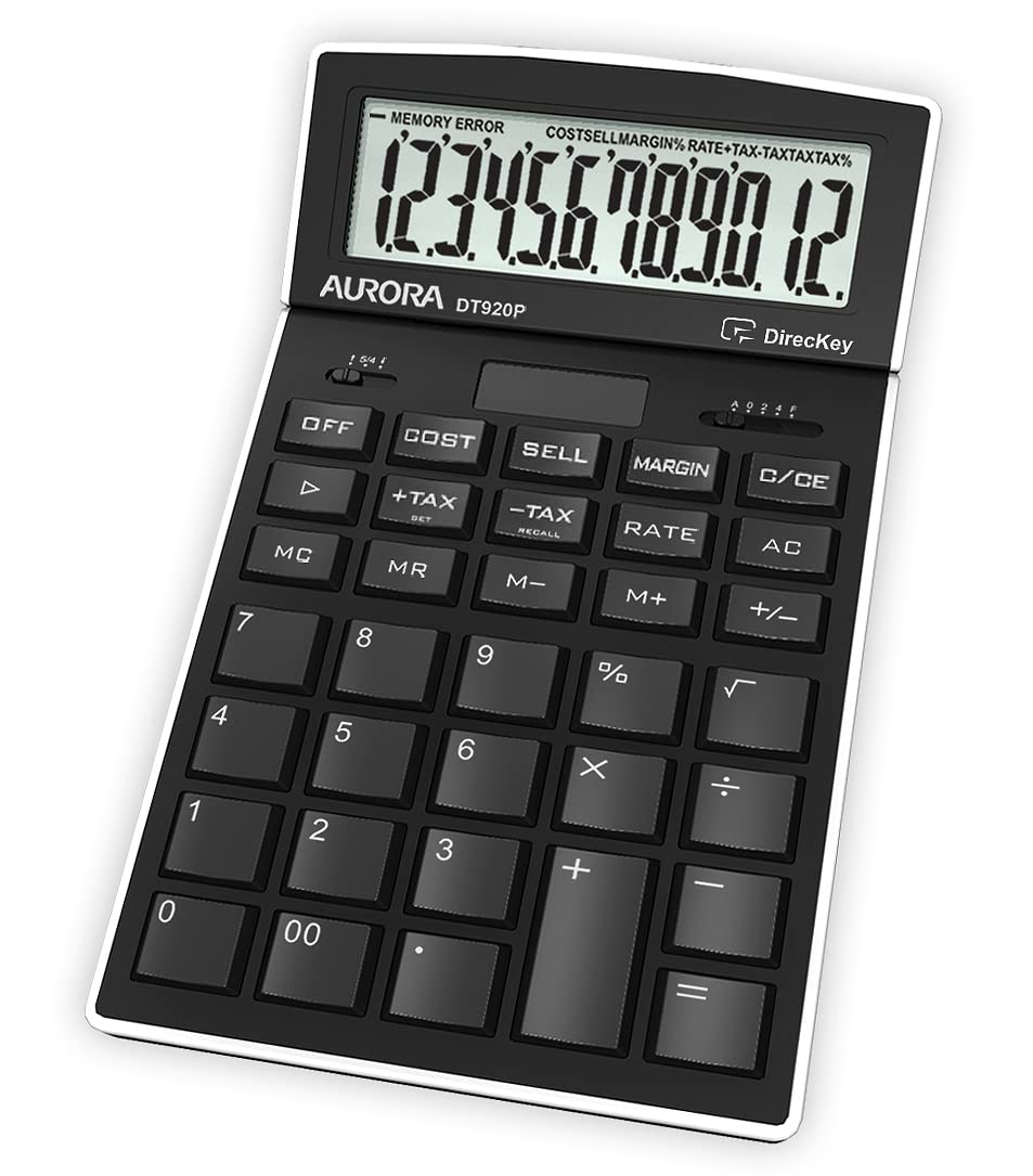 Aurora DT920P Professional/Desk Display Calculator with adjustable display, Black