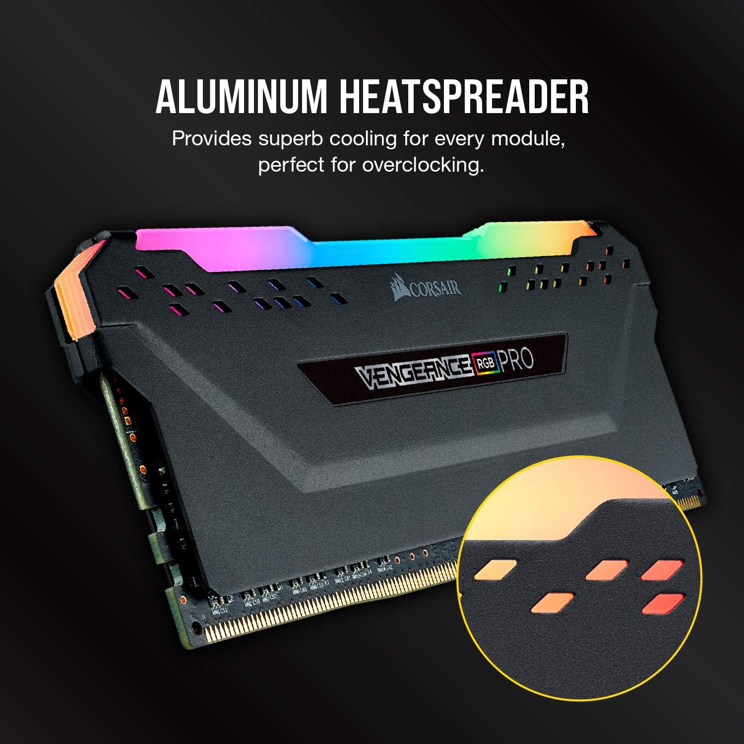CORSAIR VENGEANCE RGB PRO 32GB (2x16GB) DDR4 3600 (PC4-28800) C18 Desktop Memory – Black Black 2 x 16GB