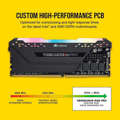 CORSAIR VENGEANCE RGB PRO 32GB (2x16GB) DDR4 3600 (PC4-28800) C18 Desktop Memory – Black Black 2 x 16GB