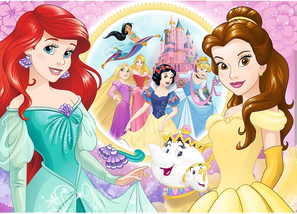 Trefl- Glitter, Erinnerungen Von Belle und Ariel, Disney Princess de 100 Piezas para niños a Partir de 5 años Puzzle, Color Princesas (14819)