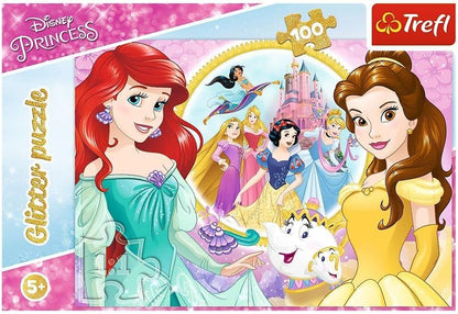 Trefl- Glitter, Erinnerungen Von Belle und Ariel, Disney Princess de 100 Piezas para niños a Partir de 5 años Puzzle, Color Princesas (14819)