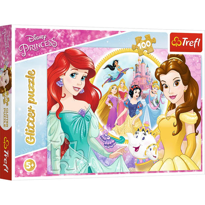 Trefl- Glitter, Erinnerungen Von Belle und Ariel, Disney Princess de 100 Piezas para niños a Partir de 5 años Puzzle, Color Princesas (14819)