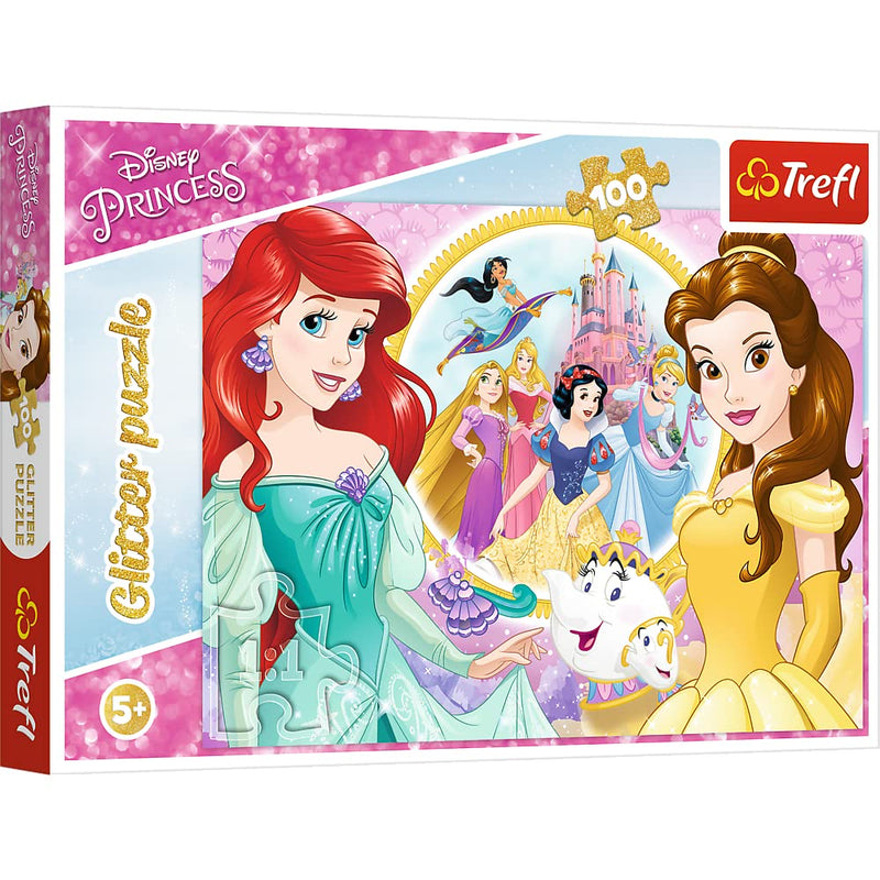 Trefl- Glitter, Erinnerungen Von Belle und Ariel, Disney Princess de 100 Piezas para niños a Partir de 5 años Puzzle, Color Princesas (14819)