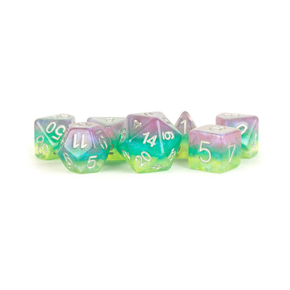 Metallic Dice Games Poly Set Layered Stardust Radiance w/Silver (7)