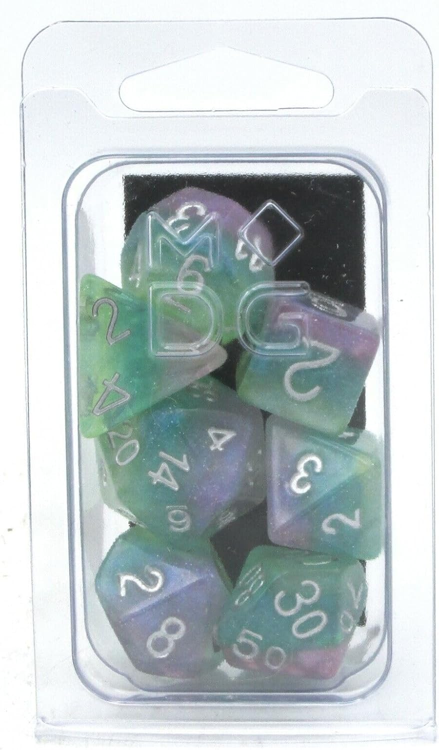 Metallic Dice Games Poly Set Layered Stardust Radiance w/Silver (7)