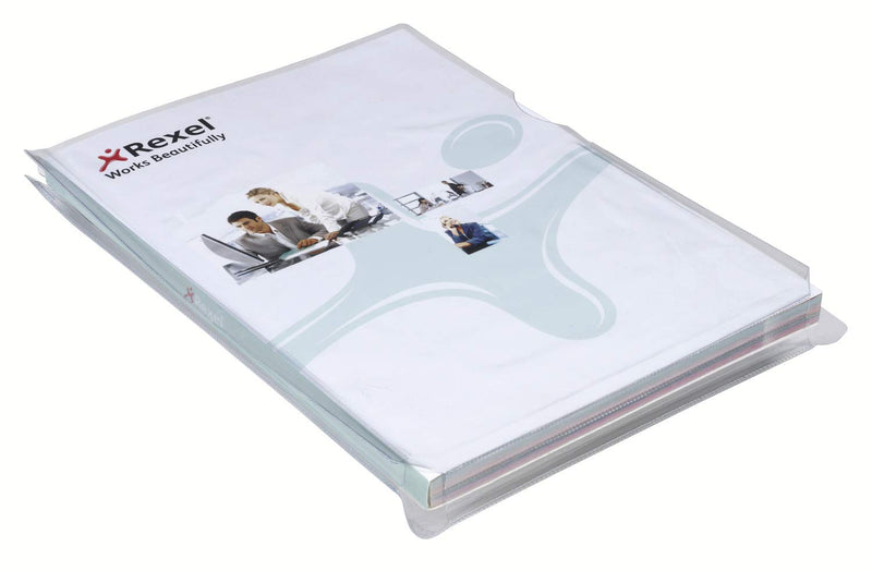 Rexel Nyrex Premium A4 Expanding Document Folder, Clear Embossed, Heavy Duty 170mic, Extra Capacity, Cut Back, L-Folder, Pack of 10, 2001015