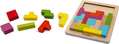 Eichhorn - Colourful Shape Game, Skill Game with 20 Stones in 5 Shapes, 21 Pieces, 18 x 15 cm, for 1 Player, Made of Wood, from 4 Years