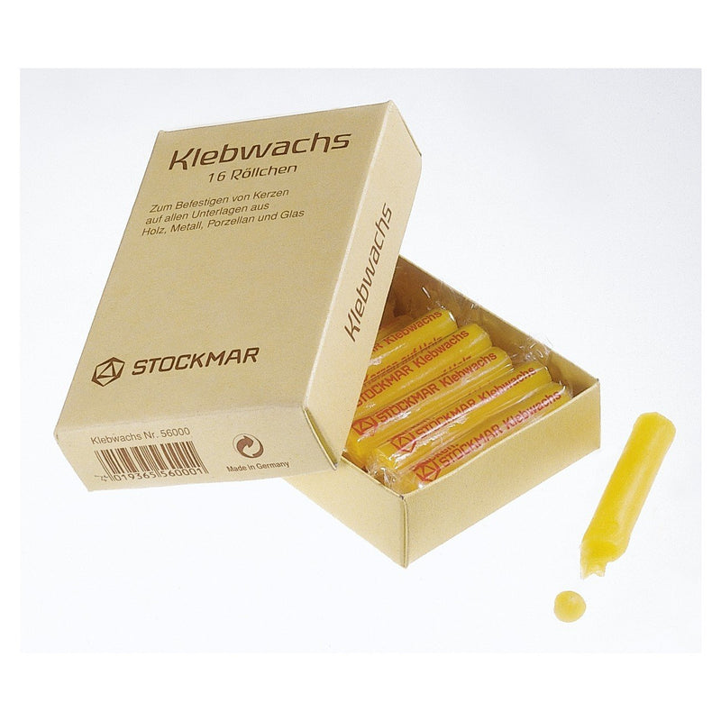 Stockmar 56000 Klebwachs zum Befestigen von Kerzen, gelb, 16-teilig (1 Set