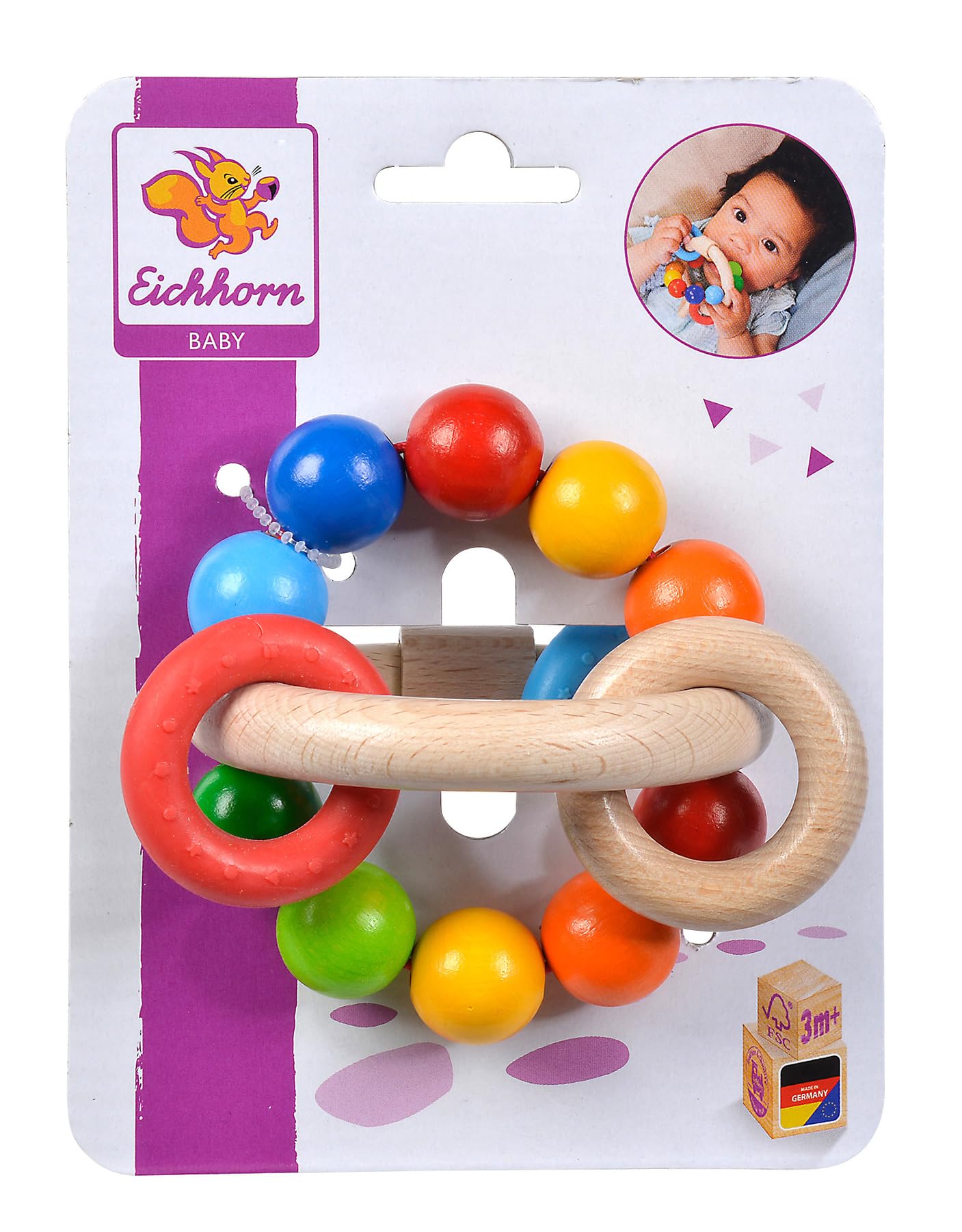 Eichhorn 100017040 - Juguete de Agarre 3D para bebé (9,5 x 9 cm, Madera de Haya 100% certificada