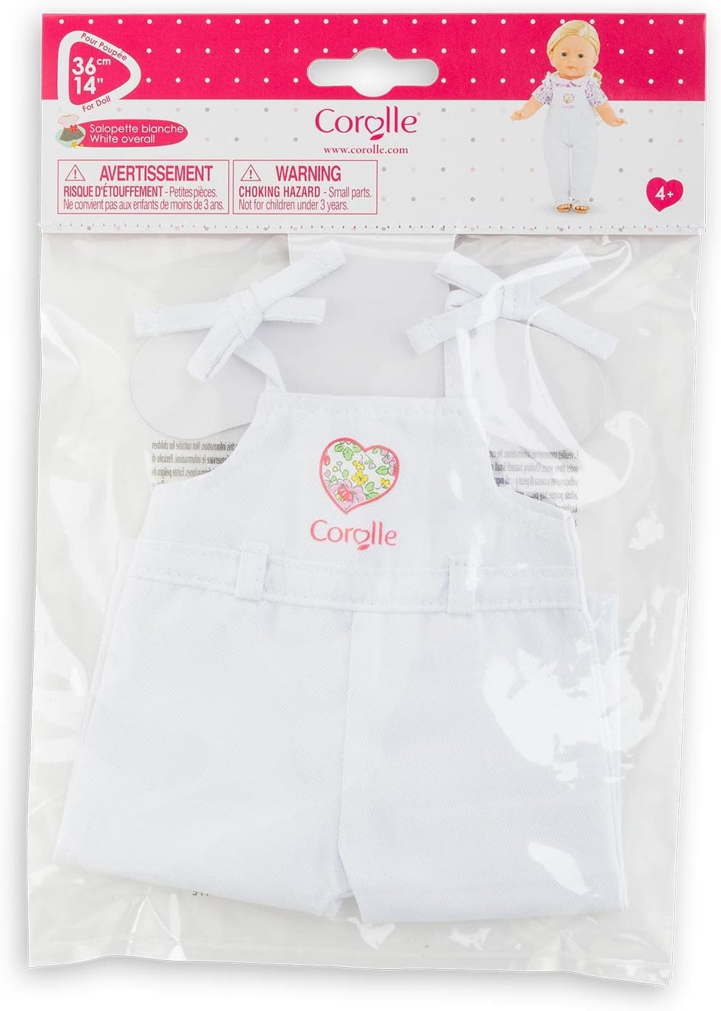 Corolle Ma Dungarees for All 36 cm MaCorolle Dolls, White, from 4 Years
