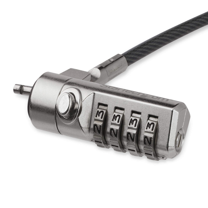 StarTech.com 6.5ft (2m) Laptop Cable Lock - 4 Digit Combination Laptop/Desktop Security Cable Lock for K-Slot Devices/Computers/Monitors - Portable Anti-Theft Vinyl Coated Steel Cable Lock (LTLOCK4D
