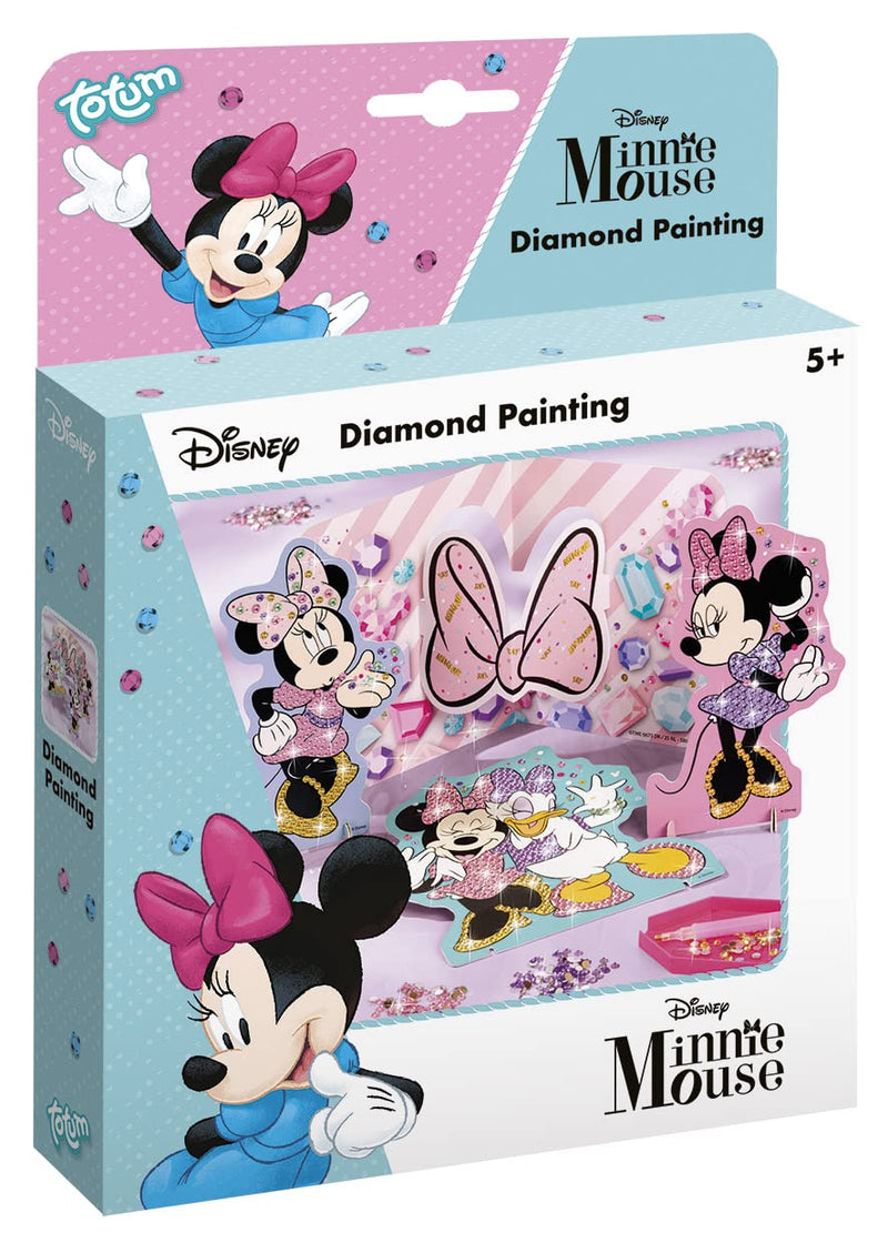 Totum Disney Minnie Mouse Diamond Painting Set para niños: tarjetas de papel y figuras decoradas con hermosos diamantes de imitación, regalo para niñas
