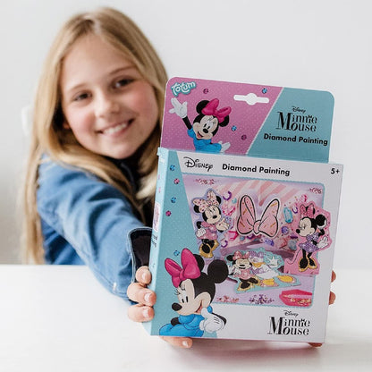 Totum Disney Minnie Mouse Diamond Painting Set para niños: tarjetas de papel y figuras decoradas con hermosos diamantes de imitación, regalo para niñas