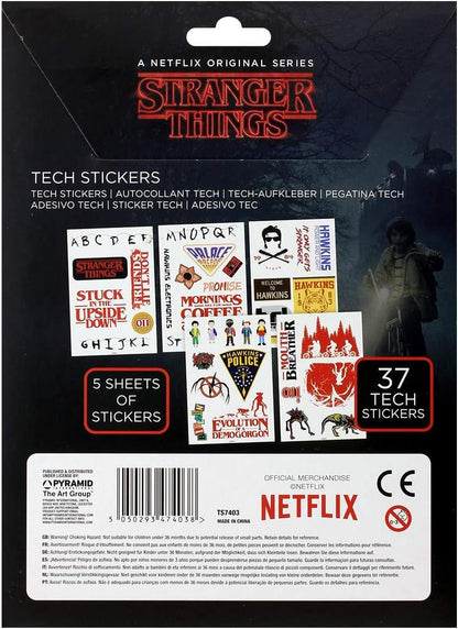 Pyramid International Stranger Things Pack of 37 Tech Stickers - Official Merchandise, Multi-Colour, 18 x 24cm, TS7403
