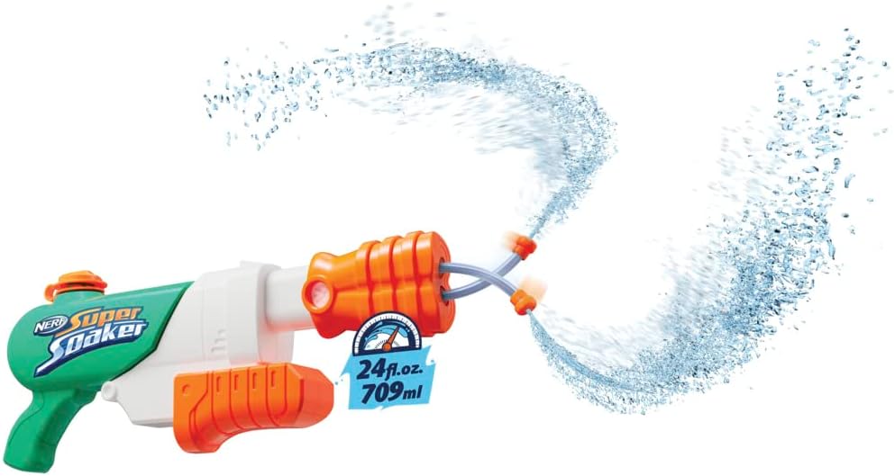 Nerf Super Soaker Hydro Frenzy Water Blaster, Wild 3-In-1 Soaking Fun, Adjustable Nozzle, 2 Water-Launching Tubes