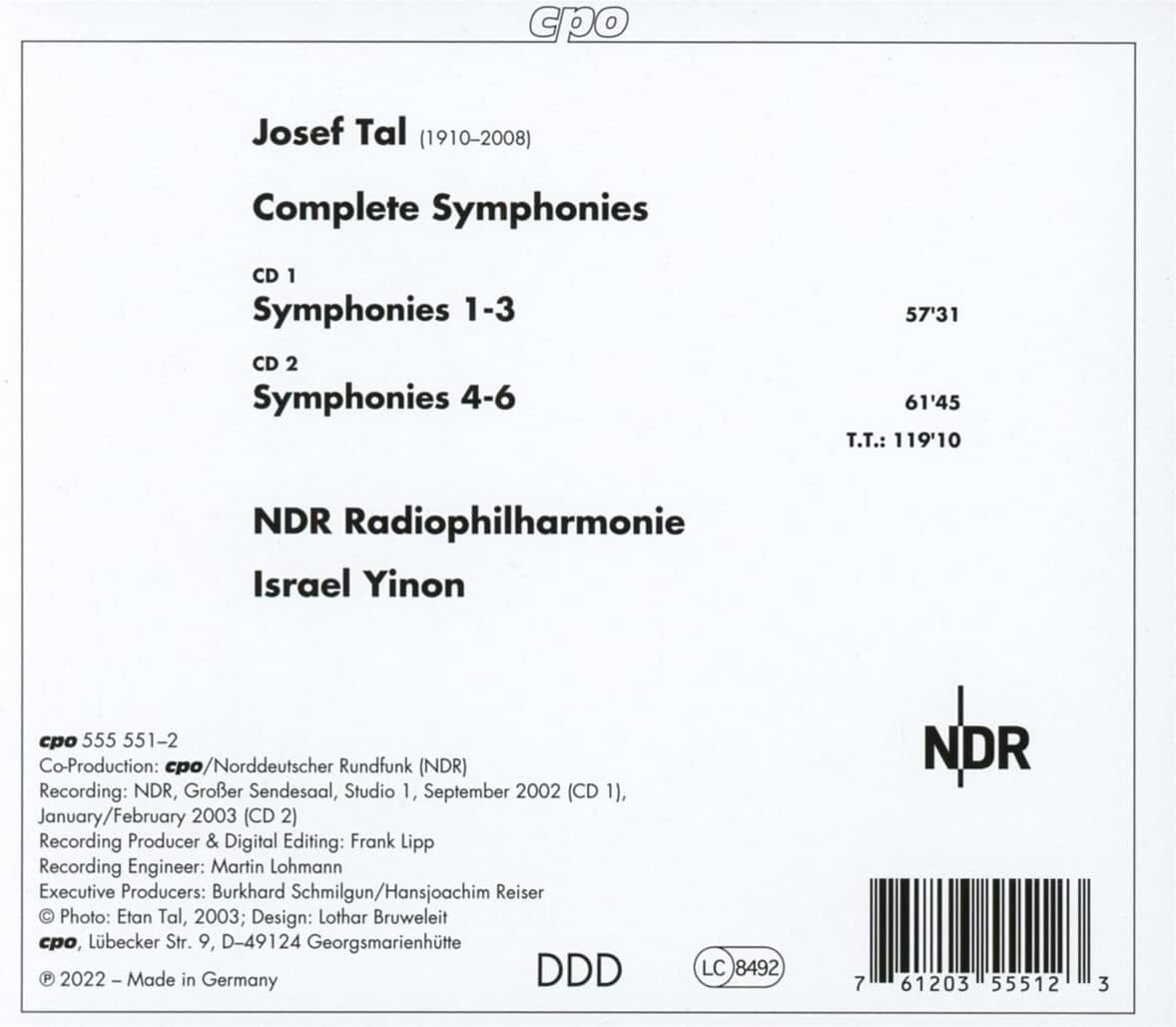 Josef Tal: Complete Symphonies