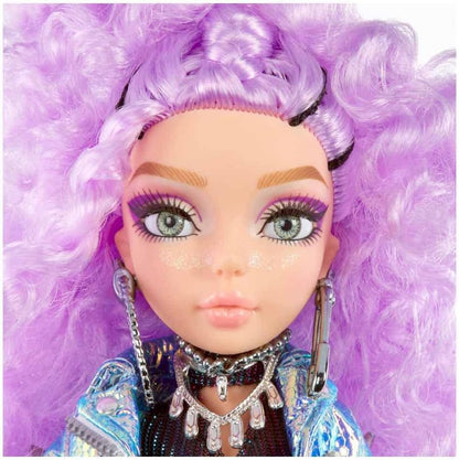 MERMAZE MERMAIDZ - Riviera - Muñeca de Moda Sirena con Cola Que Cambia de Color en Agua Tibia y Pelo Rizado y Morado - Incluye Vestido y Accesorios - Articulada, Puede posar - Coleccionable