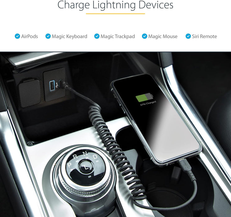 StarTech.com 1m (3ft) USB C to Lightning Cable, MFi Certified, Coiled iPhone Charger Cable, Black, Durable TPE Jacket Aramid Fiber, Heavy Duty Coil Lightning Cable (RUSB2CLT1MBC