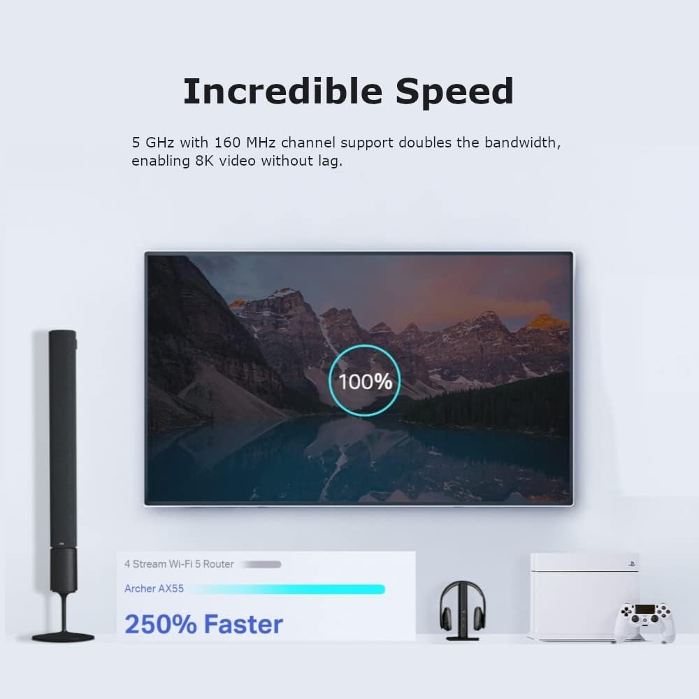 TP-Link Next-Gen Wi-Fi 6 AX3000 Mbps Gigabit Dual Band Wireless Router, OneMesh™ Supported, 1× USB 3.0 Port, Ideal for Gaming Xbox/PS4/Steam and 8K, Compatible with Alexa (Archer AX55