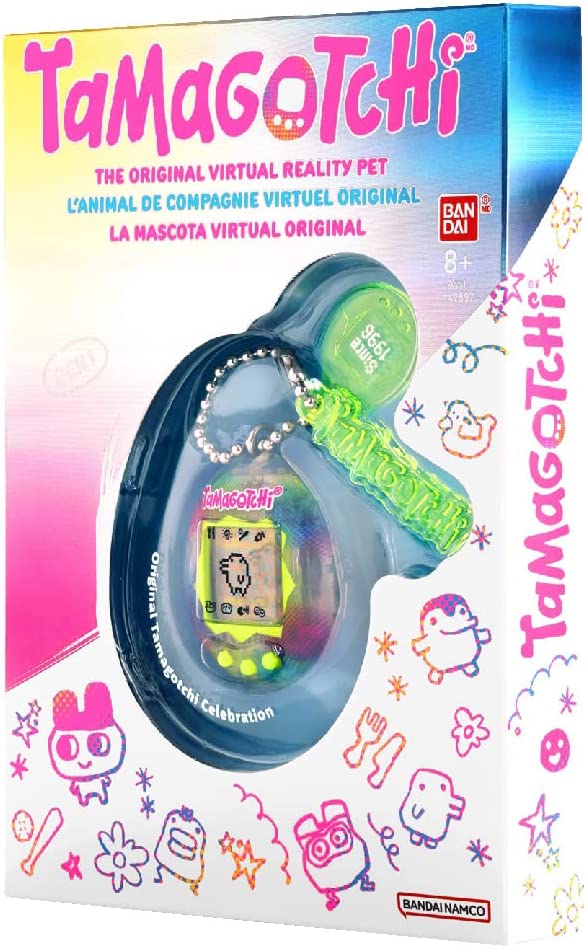 TAMAGOTCHI 42879 Bandai, Gen 1, Candy Swirl with Chain-The Original Virtual Reality Pet, Multicolor,5 x 4.2 x 1.8 centimeters