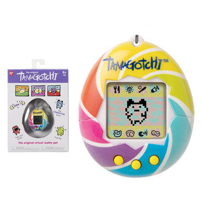 TAMAGOTCHI 42879 Bandai, Gen 1, Candy Swirl with Chain-The Original Virtual Reality Pet, Multicolor,5 x 4.2 x 1.8 centimeters