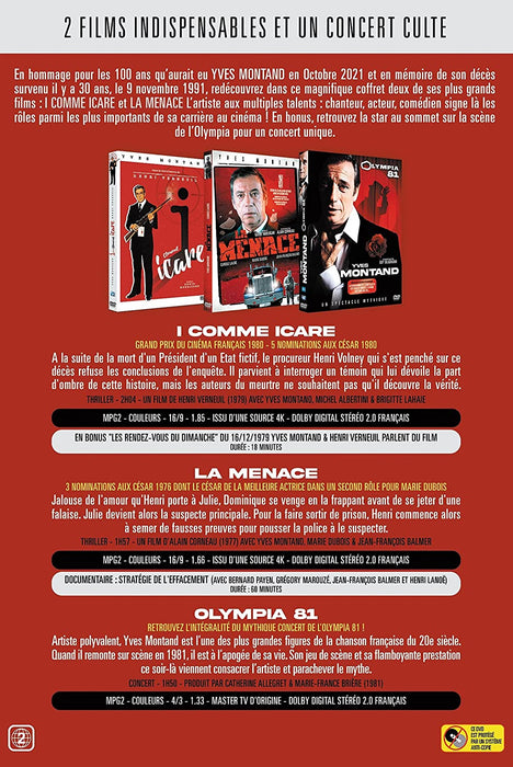 Coffret Yves Montand : I comme Icare + La Menace + Olympia 81