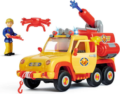 Simba 109251094 Fireman Sam Venus 2.0 Fire Engine with Figure, Original Sound, Blue Light, Arrow Shot Function, Doors for Opening, Penny Toy Figure, Lots of Accessories, 19 cm, from 3 Years