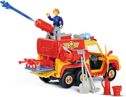 Simba 109251094 Fireman Sam Venus 2.0 Fire Engine with Figure, Original Sound, Blue Light, Arrow Shot Function, Doors for Opening, Penny Toy Figure, Lots of Accessories, 19 cm, from 3 Years