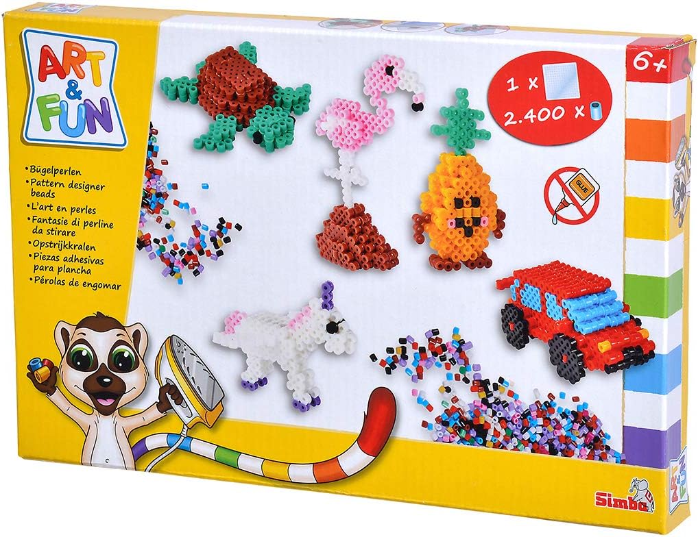 Simba 106376030 Art und Fun - Cuentas para Planchar (3D, 2400 Perlas, 1 Placa de Ranura, 5 Plantillas, para niños a Partir de 6 años