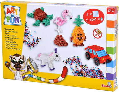 Simba 106376030 Art und Fun - Cuentas para Planchar (3D, 2400 Perlas, 1 Placa de Ranura, 5 Plantillas, para niños a Partir de 6 años