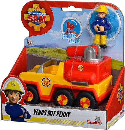 Brandweerman Sam Venus, kinderversie met Penny-figuur 7 cm, speelgoedauto 16 cm, brandweerauto, vanaf 3 jaar (Let op Duitstalige verpakking