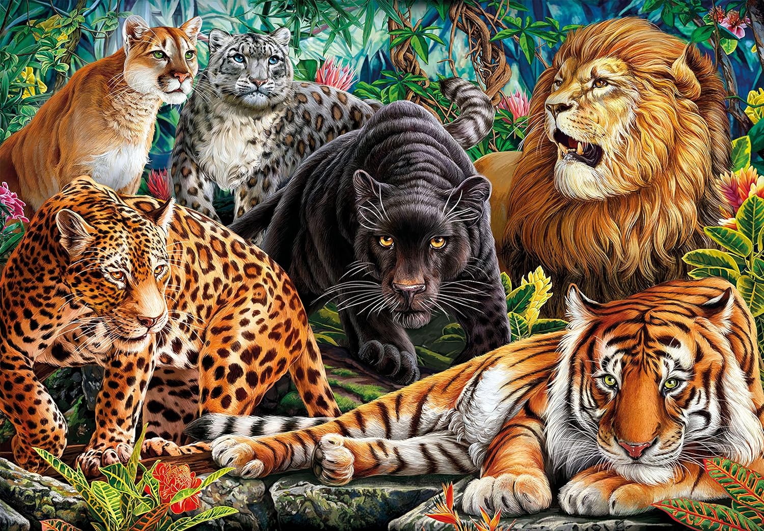 Clementoni 35126 Gatos Salvajes 500pcs Animals Collection Wild Cats 500 Pieces, Made in Italy, Jigsaw Puzzle for Adults, Multicolor, Medium