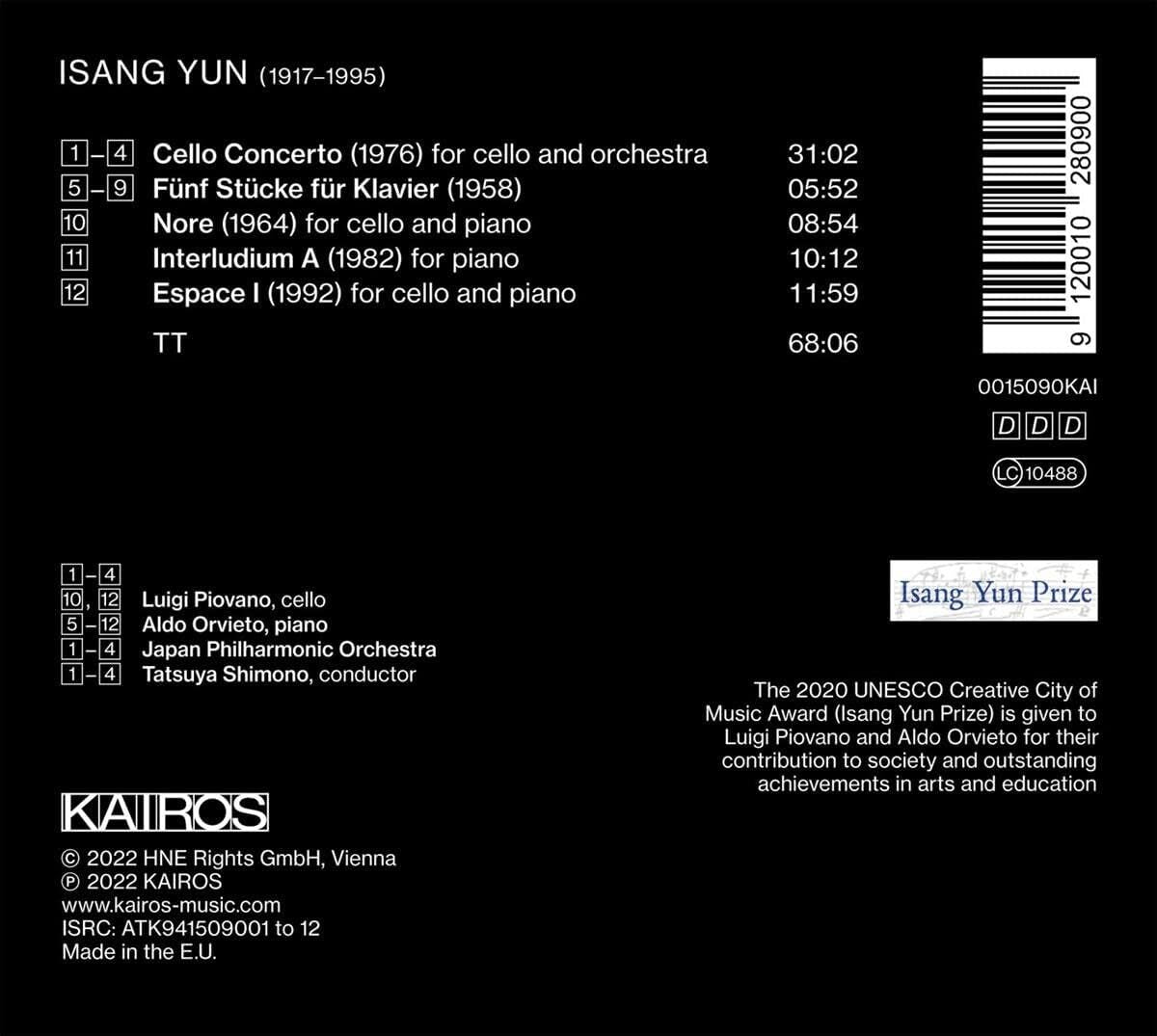 Isang Yun: Music for Cello and Piano