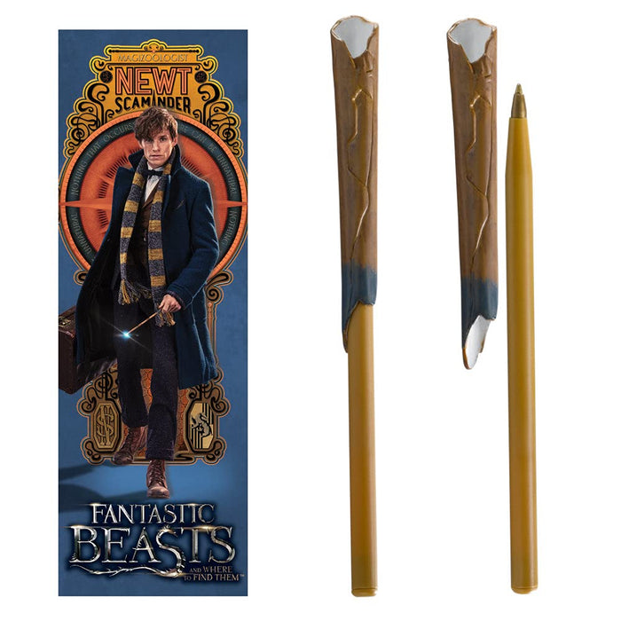 The Noble Collection Fantastic Beasts Newt Scamander Wand Pen and Bookmark - 9in (23cm) Officially Licensed Film Set Movie Props Wand Gifts Stationery
