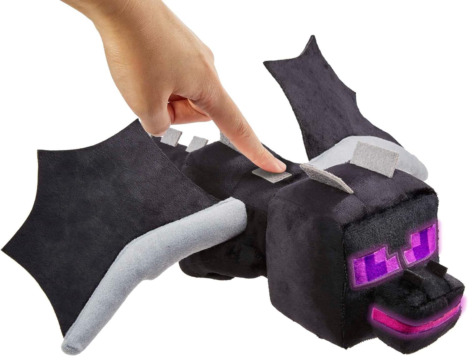 Mattel Minecraft Ender Dragoon Plush Figure with Lights and Sounds, Video-Game Collectible Toy, Gift for Fans Age 3 Years Old & Up, HGV56