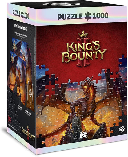 King's Bounty II: Dragon Puzzel 1000 stukjes, inclusief poster en tas, 68 x 48 cm, volwassenen en kinderen vanaf 14 jaar, een goed kerst- of verjaardagscadeau, videospel, decoratie