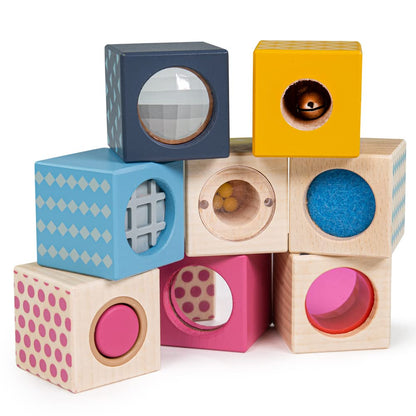 Bigjigs Toys, FSC Certified Sensory Blocks, Wooden Toys, Sensory Toys, Baby Toys, Toddler Toys, Wooden Sensory Toys, Wooden Blocks For 1 2 3 Year Olds, Wooden Baby Toys