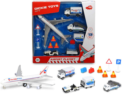 Dickie - Playset de Aeropuerto con Vehiculos y 13 Accesorios a Partir de 3 años (203743001)
