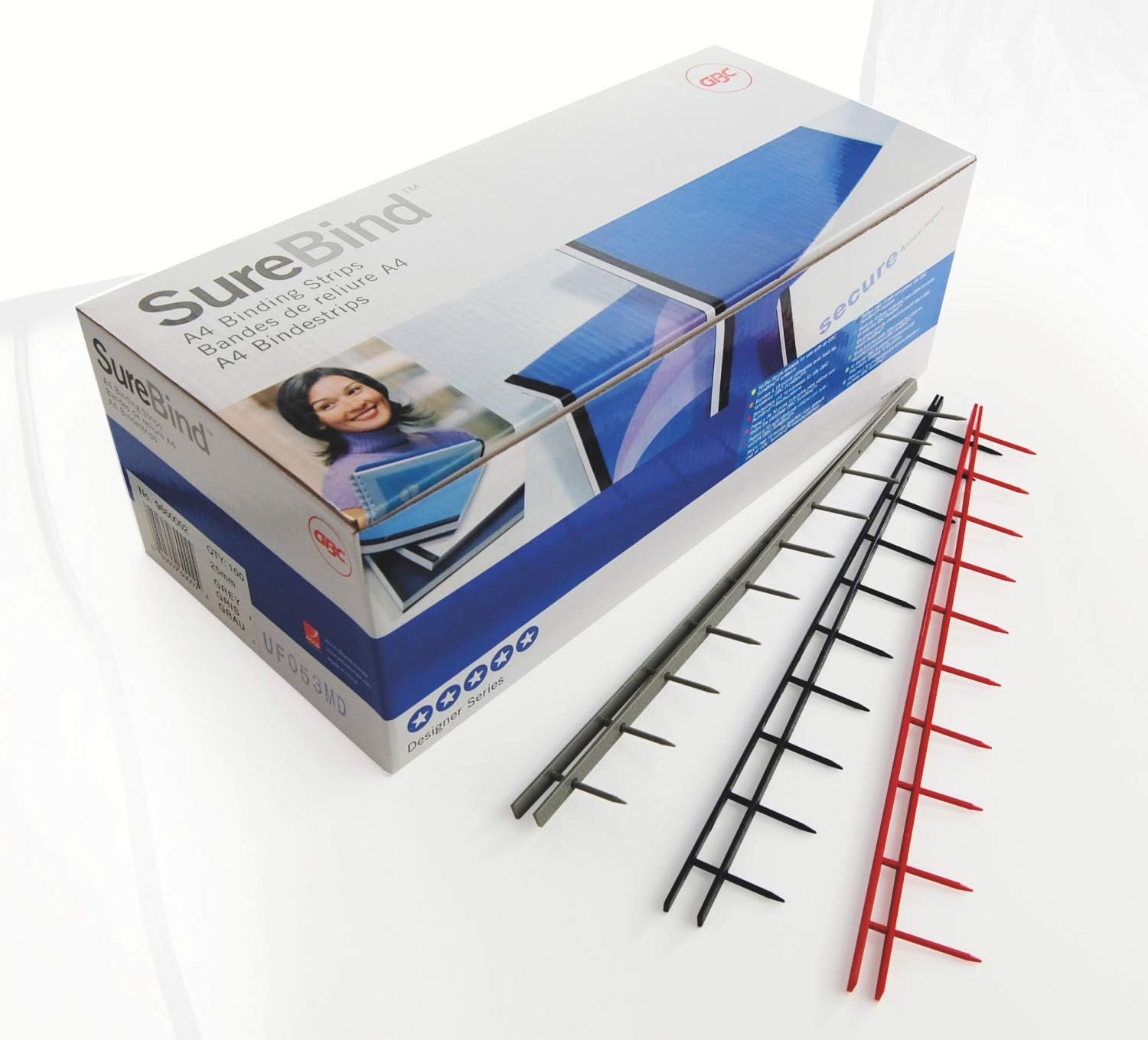 GBC SureBind Secure Binding Strips 25mm 10 Prongs Bind 250 Sheets A4 White Ref 1132840