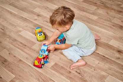 Dickie Toys 204112002 ABC Toddler Vehicles-One of Three Different Wind, Taxi, Fire Engine, Police Car, Ideal for Babies from 12 Months, Multicoloured