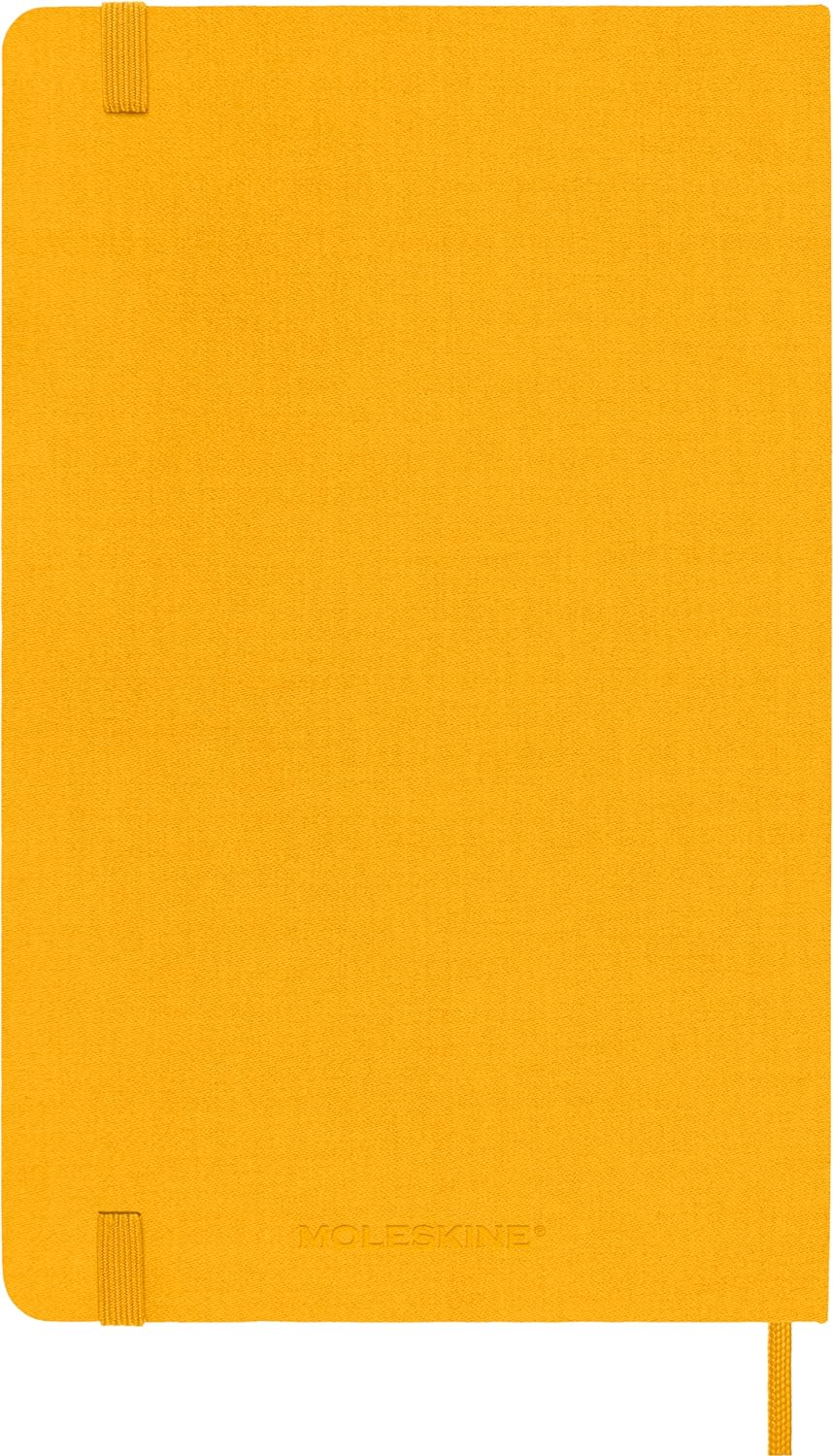 Moleskine Classic Ruled Plain Paper Notebook, Silk Hard Cover and Elastic Closure, Large Size, Colour Orange Yellow