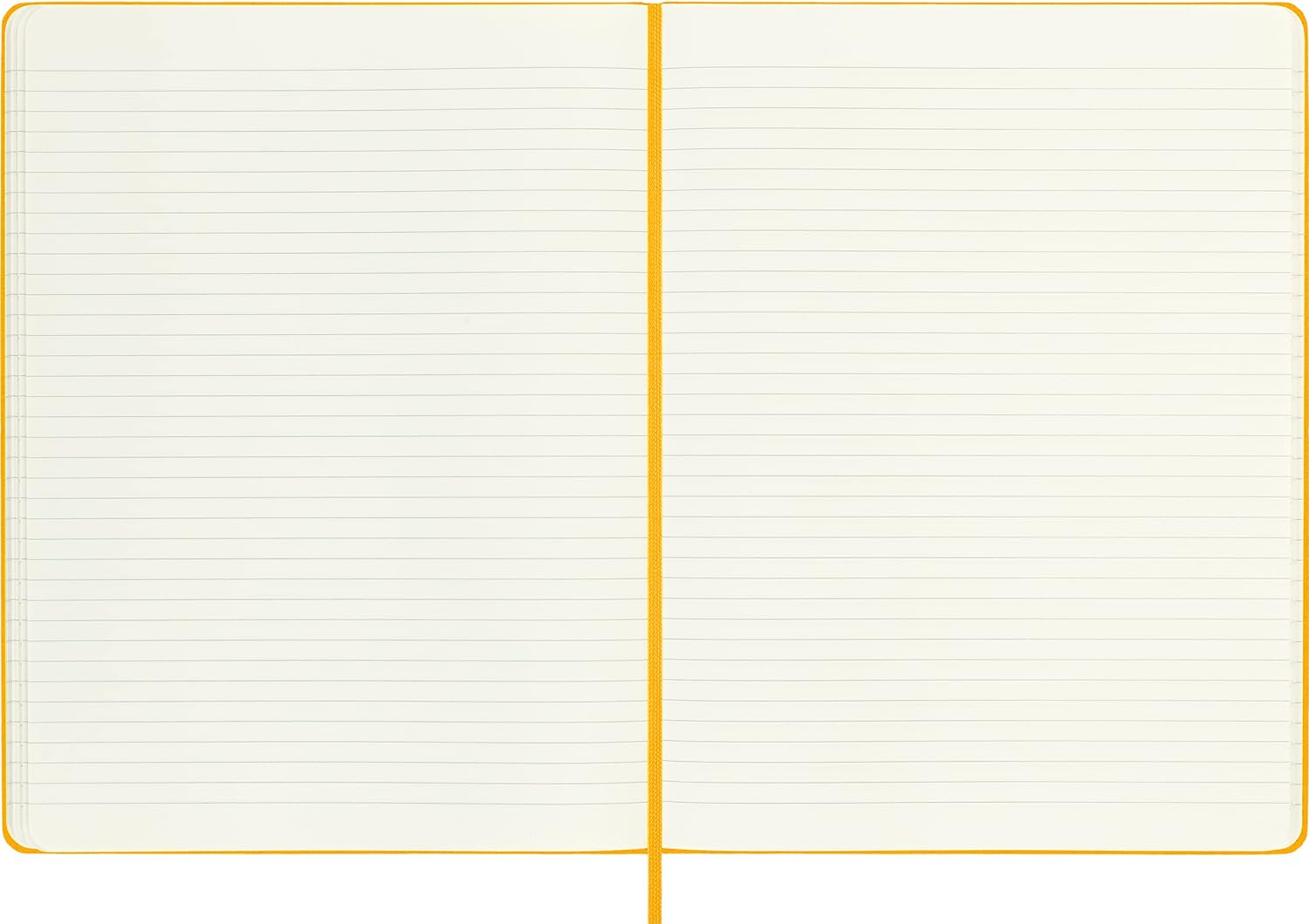 Moleskine Classic Notebook, Hard Cover, XL (7.5" x 9.5") Ruled/Lined, Orange Yellow (Silk), 192 Pages